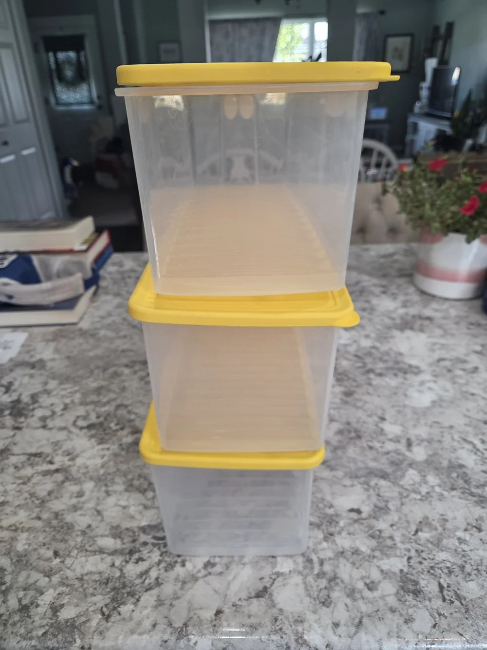 S/3 Tupperware Large FridgeSmart Yellow Fruit Veggie Refrigerator Container